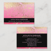 *~* Gold Foil PINK Beauty Wedding Elegant  Visitekaartje (Voorkant / Achterkant)