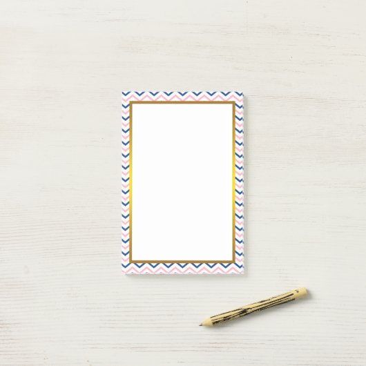 Gold Foil Pink Chevron Zigzag Pattern Post-it® Notes (Op bureau)