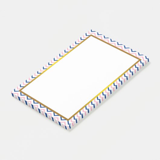 Gold Foil Pink Chevron Zigzag Pattern Post-it® Notes (Schuin)