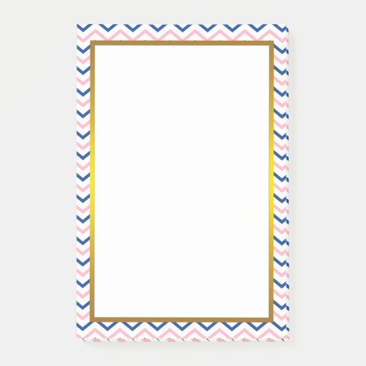 Gold Foil Pink Chevron Zigzag Pattern Post-it® Notes (Voorkant)