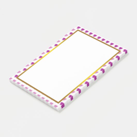 Gold Foil Pink Love Heart Pattern Valentijn Post-it® Notes (Schuin)