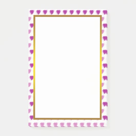 Gold Foil Pink Love Heart Pattern Valentijn Post-it® Notes (Voorkant)