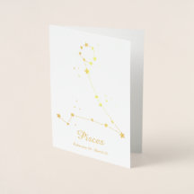 Gold Foil Pisces Zodiac Sign Constellatie
