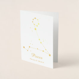 Gold Foil Pisces Zodiac Sign Constellatie Folie Kaarten