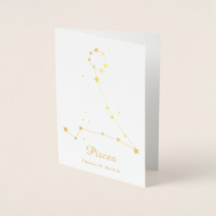Gold Foil Pisces Zodiac Sign Constellatie Folie Kaarten