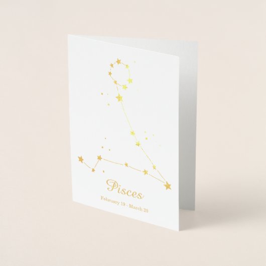 Gold Foil Pisces Zodiac Sign Constellatie Folie Kaarten (Voorkant)