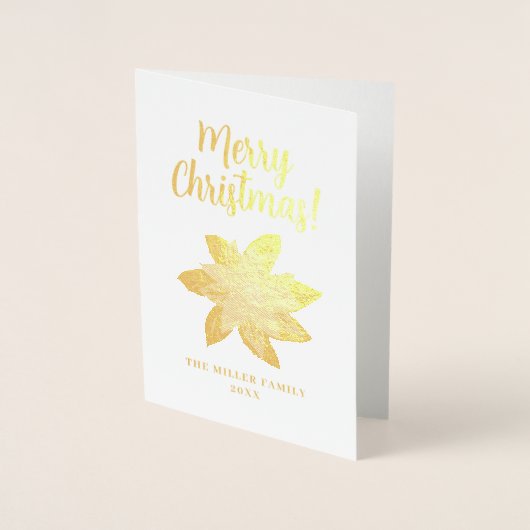 Gold foil poinsettia Kerstmis wenskaart Folie Kaarten (Voorkant)