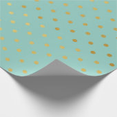 Gold Foil Polka Dots Modern Blauwgroen Mint Metall Cadeaupapier (Hoek)