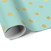 Gold Foil Polka Dots Modern Blauwgroen Mint Metall Cadeaupapier (Rol Hoek)