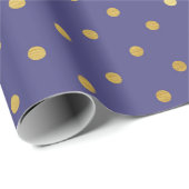 Gold Foil Polka Dots Modern Dark Paars Metallic Cadeaupapier (Rol Hoek)