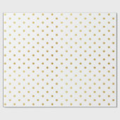 Gold Foil Polka Dots Modern Holiday White Metallic Cadeaupapier (Vlak)