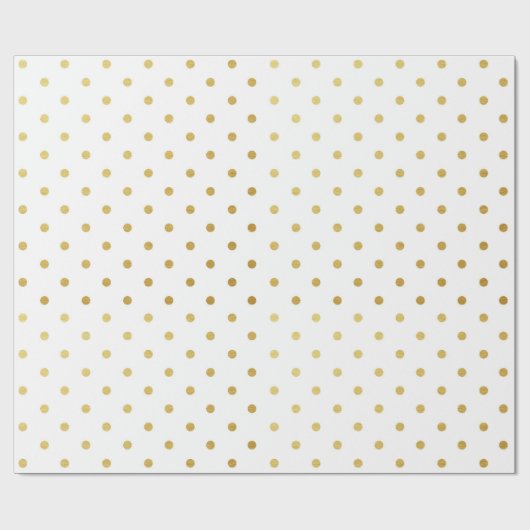 Gold Foil Polka Dots Modern Holiday White Metallic Cadeaupapier (Vlak)