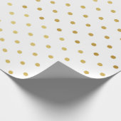 Gold Foil Polka Dots Modern Holiday White Metallic Cadeaupapier (Hoek)