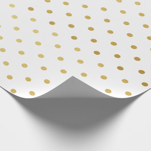 Gold Foil Polka Dots Modern Holiday White Metallic Cadeaupapier (Hoek)