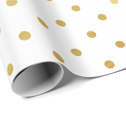 Gold Foil Polka Dots Modern Holiday White Metallic Cadeaupapier (Rol Hoek)