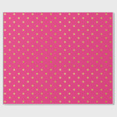 Gold Foil Polka Dots Modern Hot Pink Metallic Cadeaupapier (Vlak)