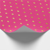 Gold Foil Polka Dots Modern Hot Pink Metallic Cadeaupapier (Hoek)