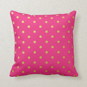Gold Foil Polka Dots Modern Hot Pink Metallic Kussen