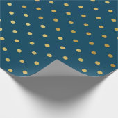 Gold Foil Polka Dots Modern Navy Blue Metallic Cadeaupapier (Hoek)