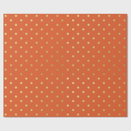 Gold Foil Polka Dots Modern Oranje Metallic Cadeaupapier (Vlak)