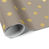 Gold Foil Polka Dots Modern Taupe Brown Metallic Cadeaupapier (Rol Hoek)