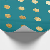 Gold Foil Polka Dots Pattern Wrapping Paper Blauwg Cadeaupapier (Hoek)