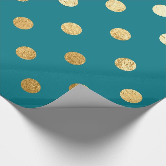 Gold Foil Polka Dots Pattern Wrapping Paper Blauwg Cadeaupapier (Hoek)