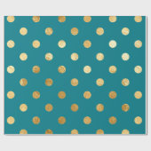 Gold Foil Polka Dots Pattern Wrapping Paper Blauwg Cadeaupapier (Vlak)