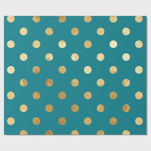 Gold Foil Polka Dots Pattern Wrapping Paper Blauwg Cadeaupapier (Vlak)