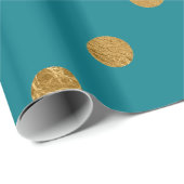 Gold Foil Polka Dots Pattern Wrapping Paper Blauwg Cadeaupapier (Rol Hoek)