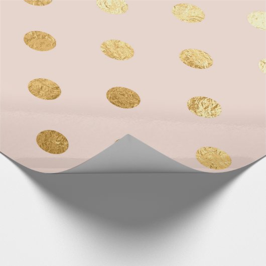 Gold Foil Polka Dots Pattern Wrapping Paper Blush Cadeaupapier (Hoek)