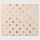 Gold Foil Polka Dots Pattern Wrapping Paper Blush Cadeaupapier (Vlak)