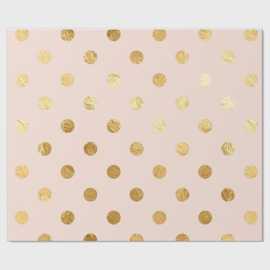 Gold Foil Polka Dots Pattern Wrapping Paper Blush Cadeaupapier (Vlak)