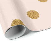 Gold Foil Polka Dots Pattern Wrapping Paper Blush Cadeaupapier (Rol Hoek)