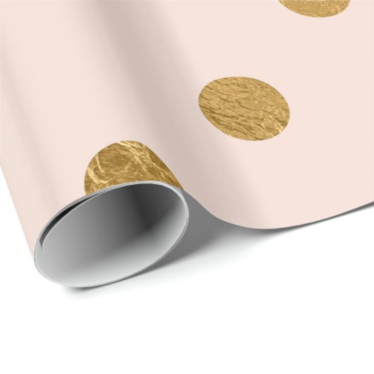 Gold Foil Polka Dots Pattern Wrapping Paper Blush Cadeaupapier (Rol Hoek)
