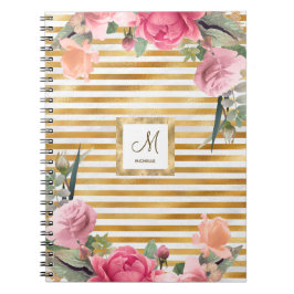 Gold Foil Prachtige Bloemenmeisje Daily Diary Notitieboek