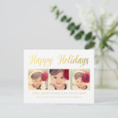 Gold Foil Prettige feestdagen Xmas Foto Lijst Brie Briefkaart (Staand voorkant)