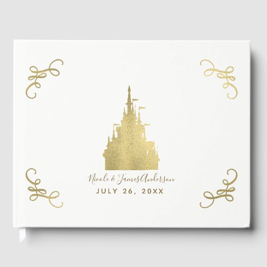 Gold Foil Princess Vlag Kasteel Storybook Huwelijk Gastenboek (Voorkant)