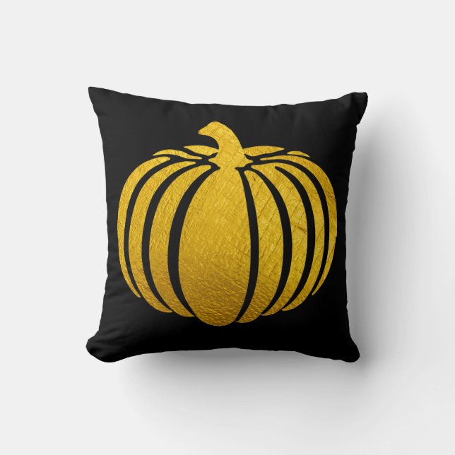 Gold Foil Pumpkin Sierkussen (Voorkant)