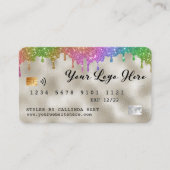 Gold Foil Rainbow Glitter Drip Loyalty VIP Credit Visitekaartje (Voorkant)