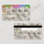 Gold Foil Rainbow Glitter Drip Loyalty VIP Credit Visitekaartje (Voorkant / Achterkant)