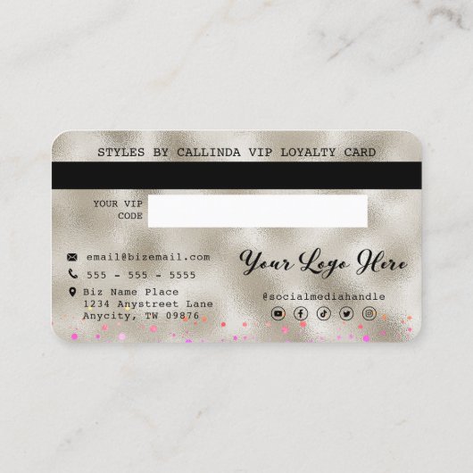 Gold Foil Rainbow Glitter Drip Loyalty VIP Credit Visitekaartje (Achterkant)
