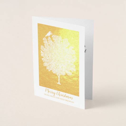 Gold Foil Raven decorteert kerstboom Folie Kaarten (Voorkant)