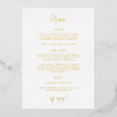 Gold Foil Reception Menu Wedding Dinner Kaart G400 (Voorkant)