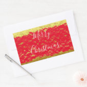 Gold Foil Red Glittery Sparkles Merry Kerstry Rechthoekige Sticker (Envelop)