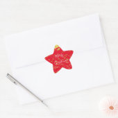 Gold Foil Red Glittery Sparkles Merry Kerstry Ster Sticker (Envelop)