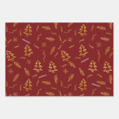 Gold Foil Red Green kerstboompatroonfeestdag Inpakpapier Vel (Voorkant)