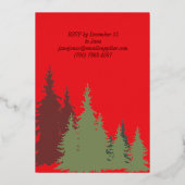 Gold Foil Red Pine Tree Kerstlunch Folie Uitnodiging (Achterkant)