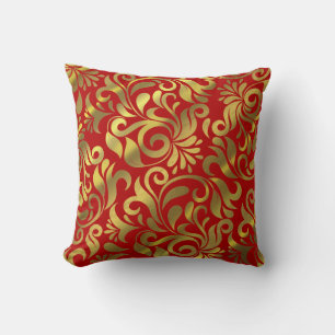 Gold Foil Red Swirls KIES JE KLEUR Kussen