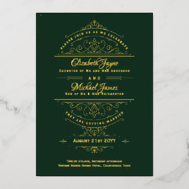  GOLD FOIL Regeneregroen  huwelijk Folie Uitnodiging